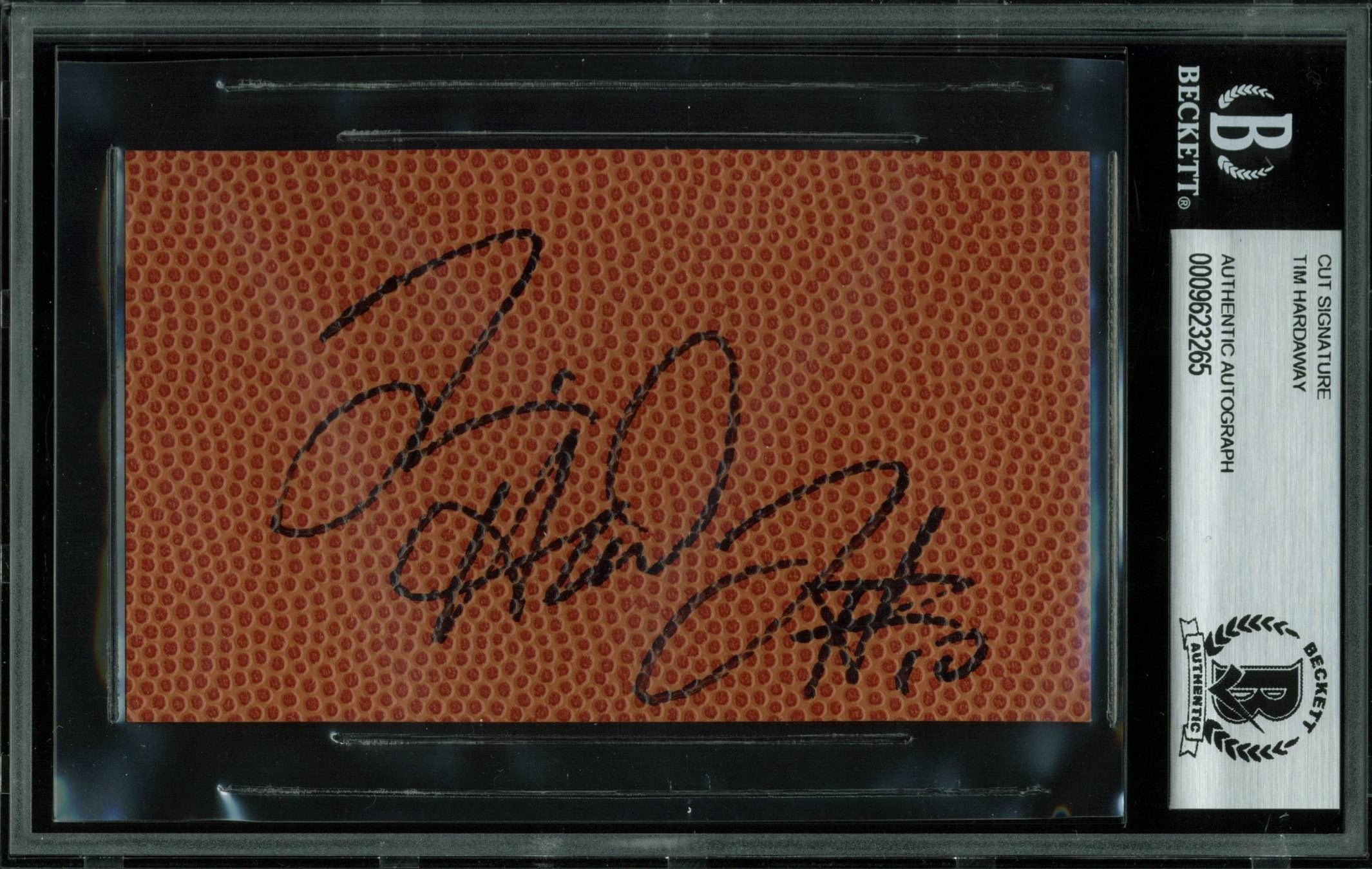 Warriors Tim Hardaway Authentic Signed 3x5 Basketball Cut Signature BAS Slabbed