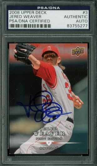 Angels Jered Weaver Signed Card 2008 Upper Deck #3 PSA/DNA Slabbed #83755277