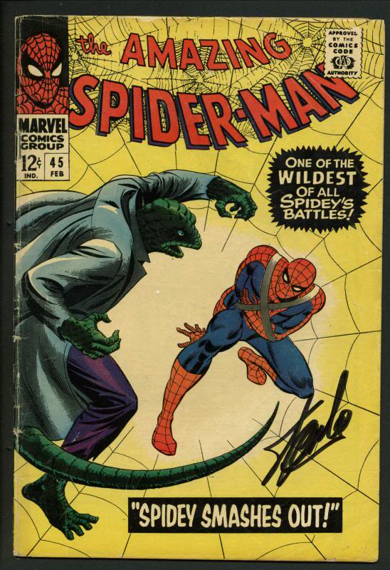 Stan Lee Signed Amazing Spider-Man #45 Comic Book The Lizard PSA/DNA #W18755