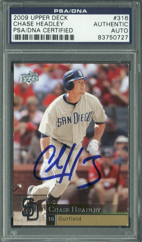 Padres Chase Headley Signed Card 2009 Upper Deck #316 PSA/DNA Slabbed #83750727