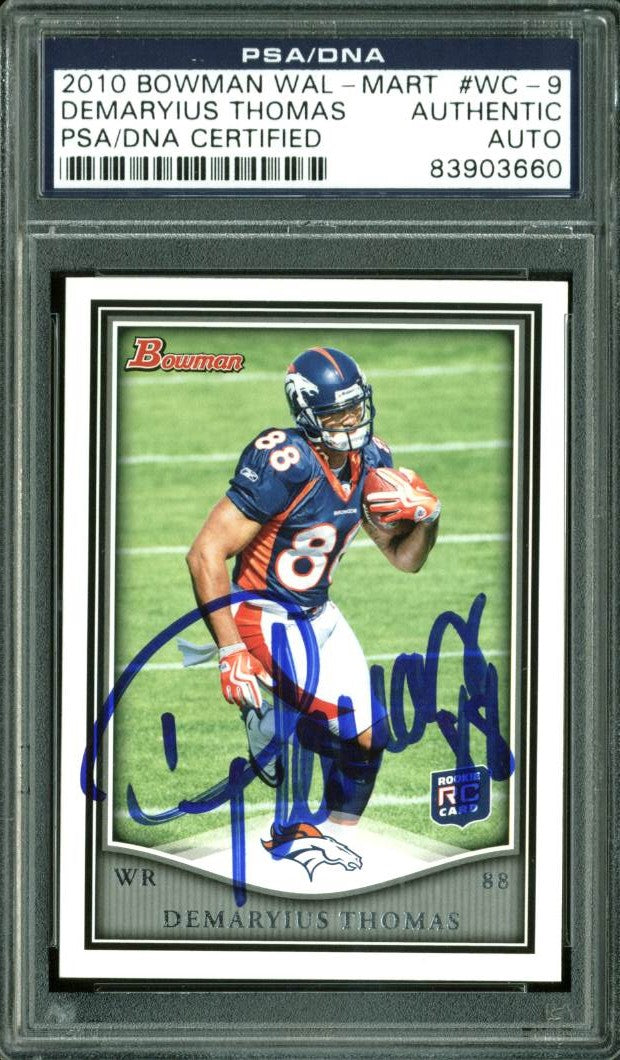 Broncos Demaryius Thomas Signed Card 2010 Bowman Wal-Mart RC #WC-9 PSA Slabbed
