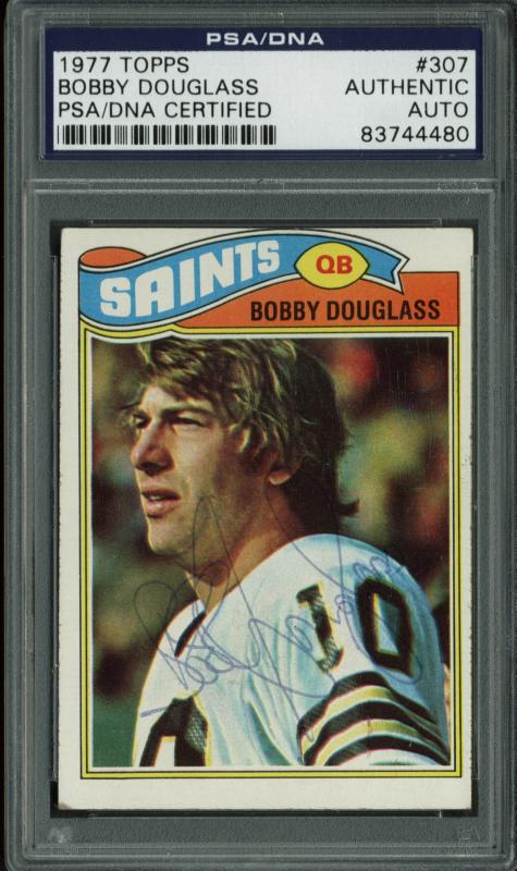 Saints Bobby Douglass Authentic Signed Card 1977 Topps #307 PSA/DNA Slabbed