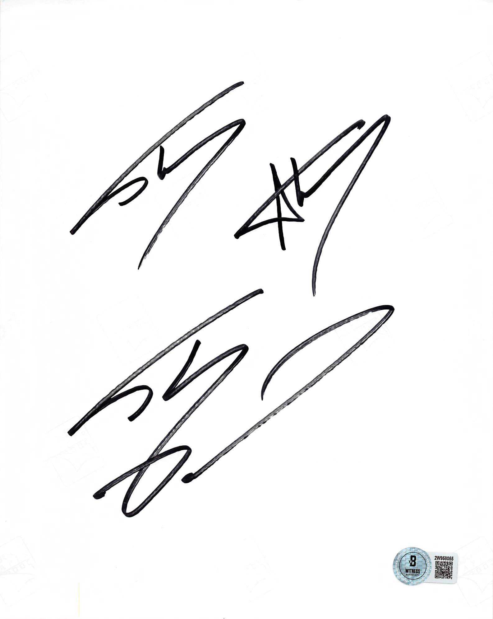 Lakers Shaquille O'Neal 3x Signed 8x10 Cut Signature BAS Witnessed #2W958055