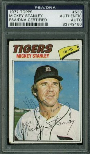 Tigers Mickey Stanley Authentic Signed Card 1977 Topps #533 PSA/DNA Slabbed