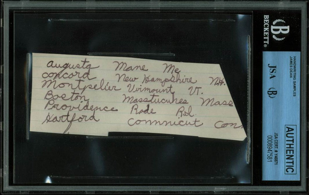 James Dean 2x5 Handwriting Sample from 5th Grade Notebook JSA Slabbed #8947581