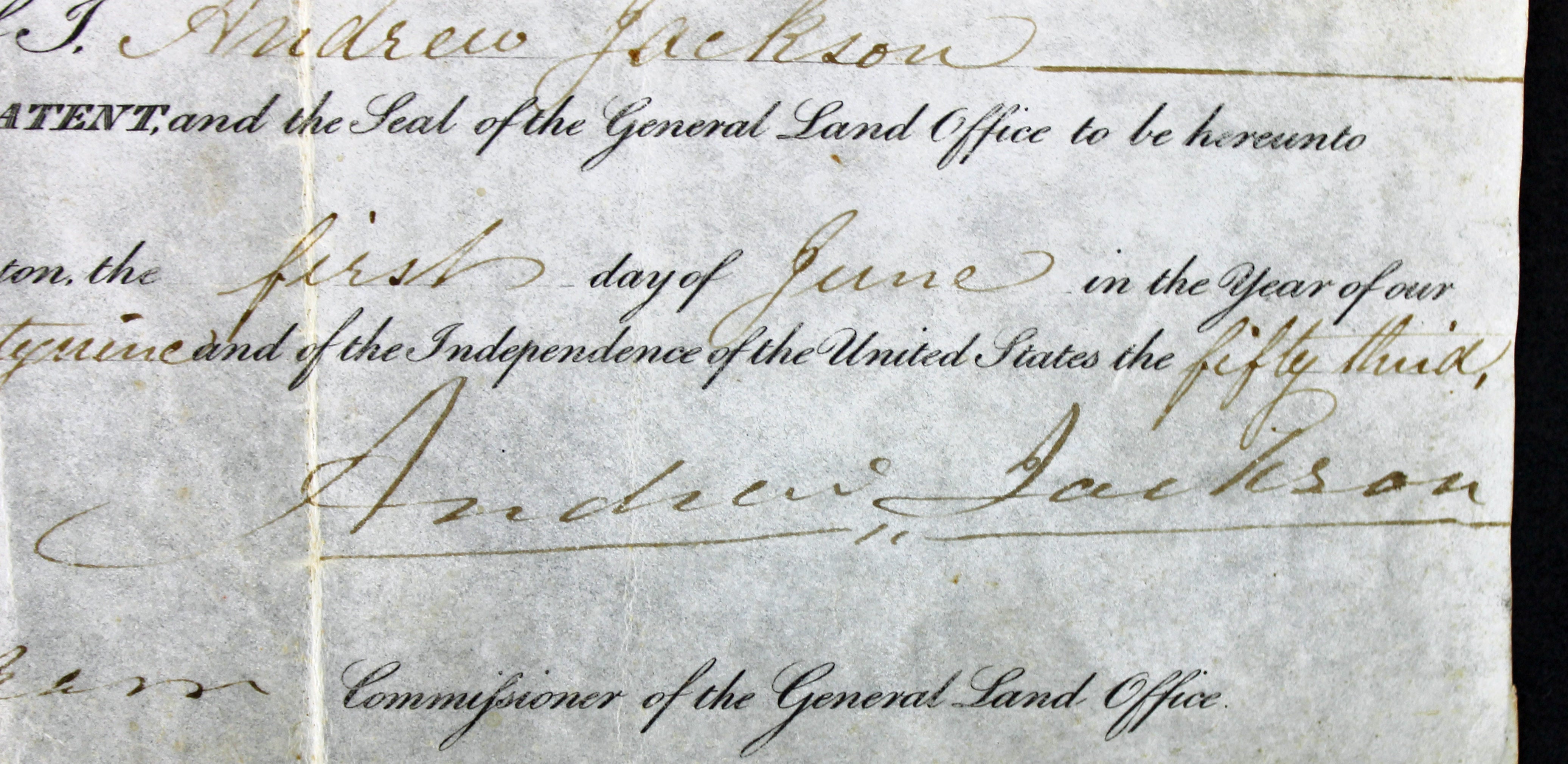 Andrew Jackson Authentic Signed 10x15.75 1829 Land Grant Document PSA #AA08331