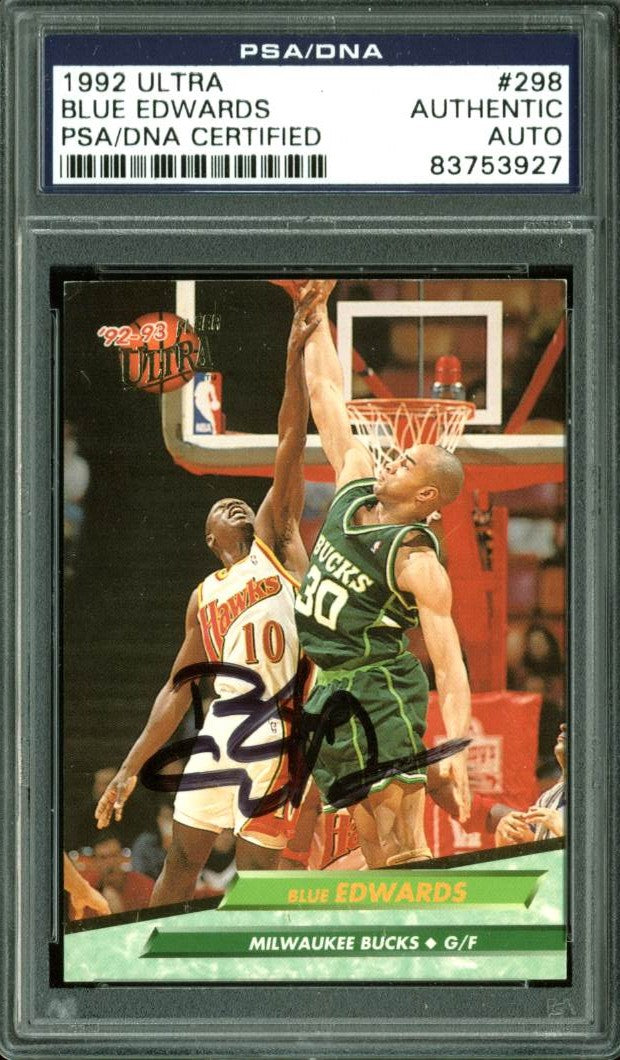 Bucks Blue Edwards Authentic Signed Card 1992 Ultra #298 PSA/DNA Slabbed