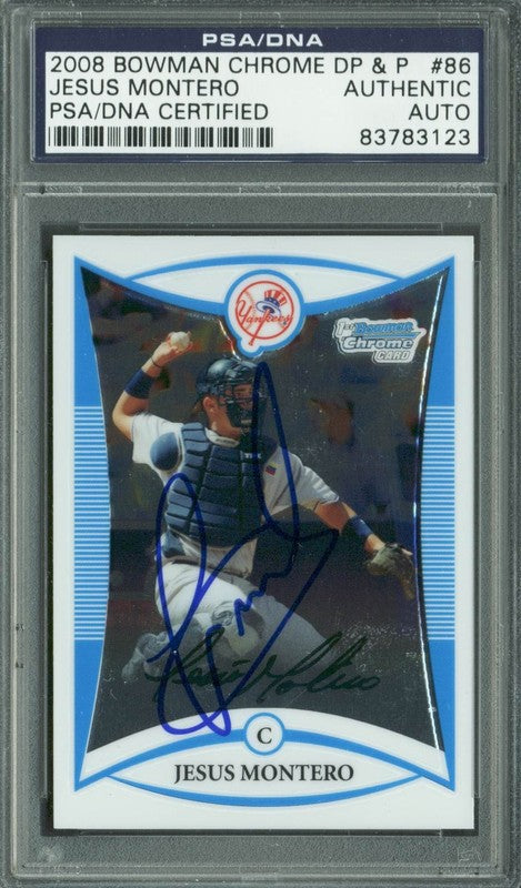 Yankees Jesus Montero Signed Card 2008 Bowman Chrome RC #86 PSA/DNA Slabbed