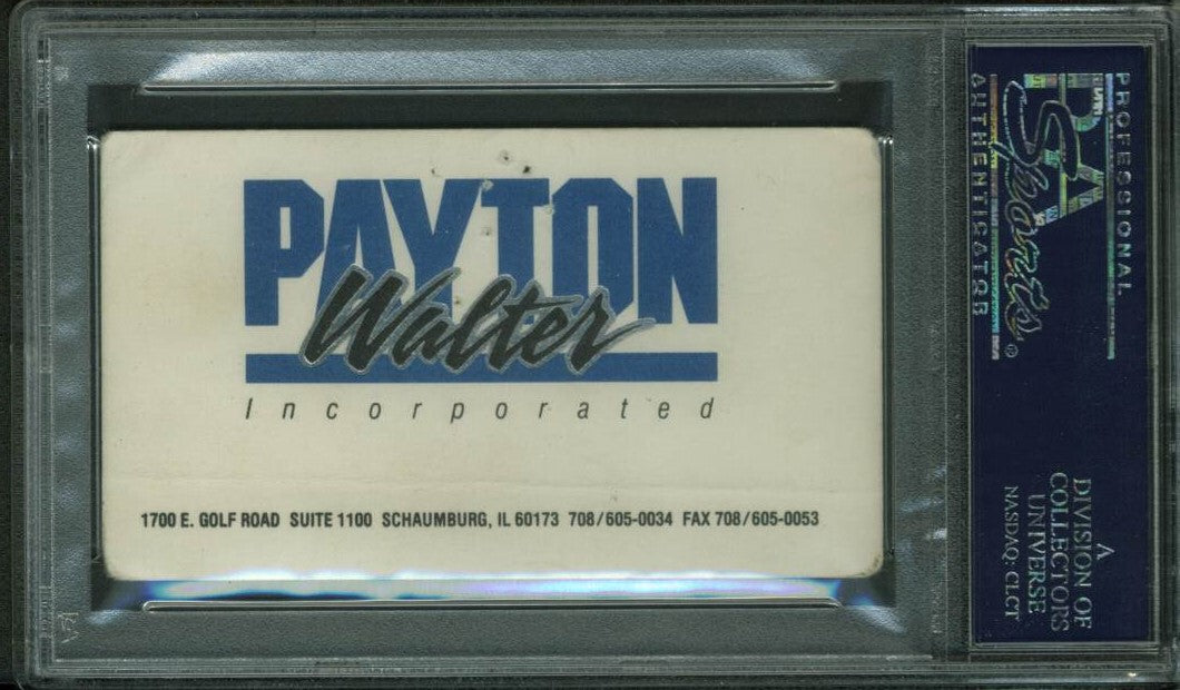 Bears Walter Payton Authentic Signed 2x3.5 Business Card PSA/DNA Slabbed