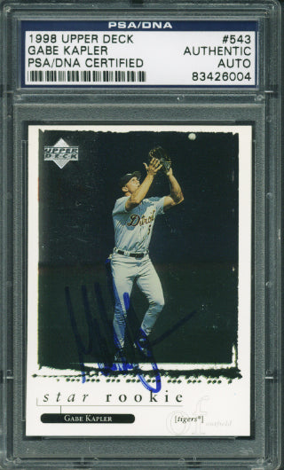 Tigers Gabe Kapler Authentic Signed Card 1998 Upper Deck Rc #543 PSA/DNA Slabbed