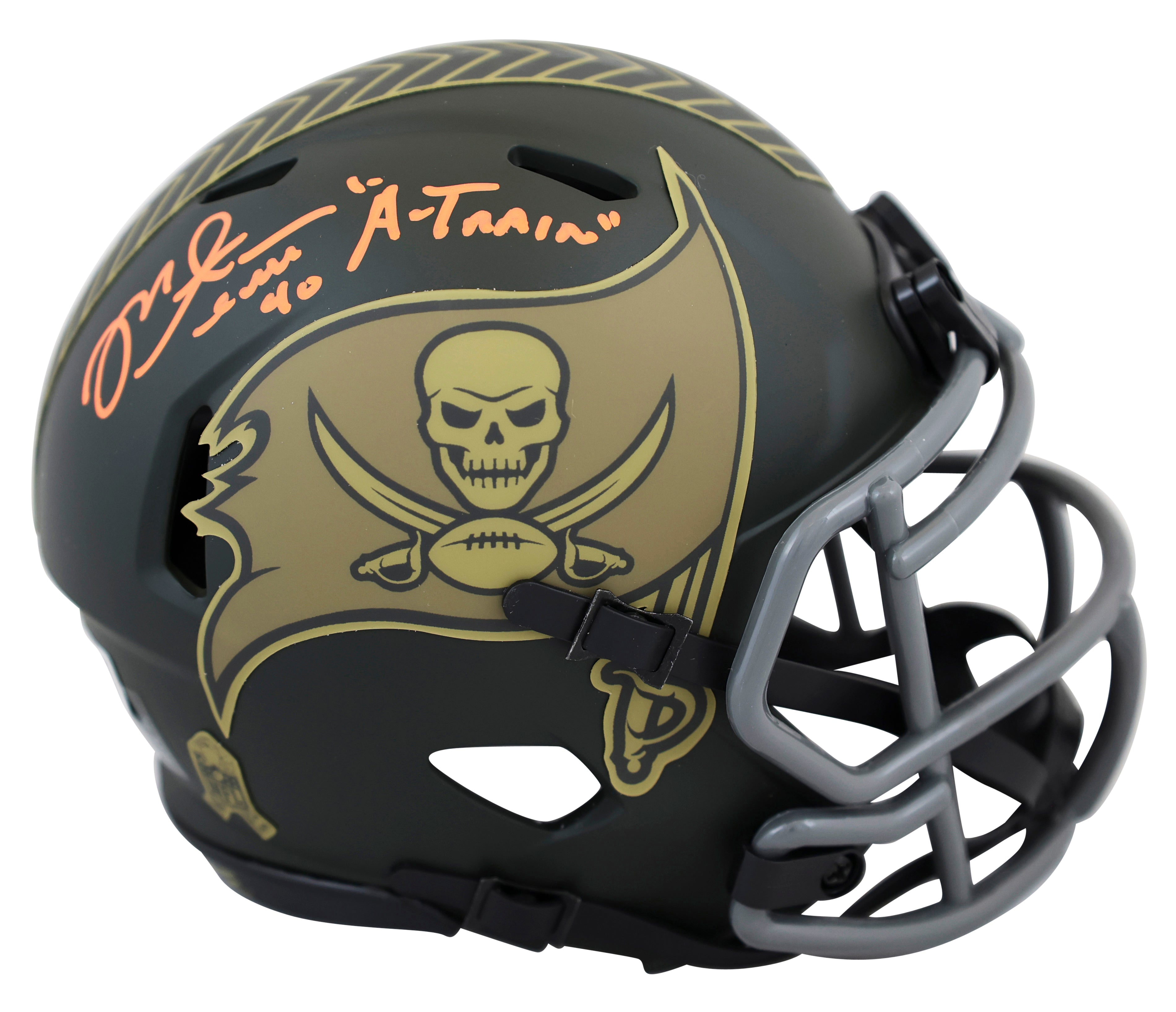 Buccaneers Mike Alstott "A-Train" Signed STS IV Speed Mini Helmet BAS Witnessed