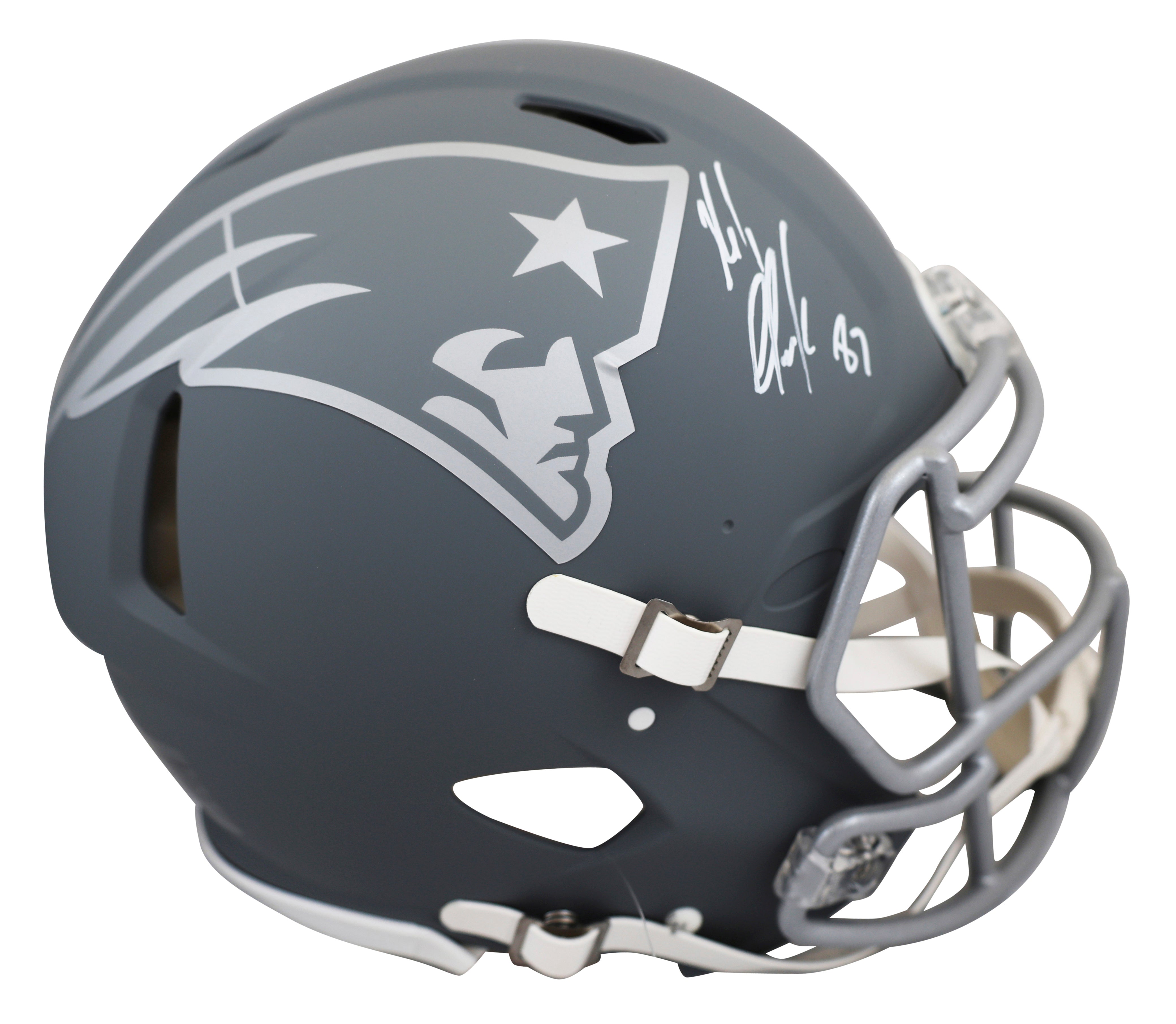 Patriots Rob Gronkowski Signed Slate Full Size Speed Proline Helmet BAS Witness