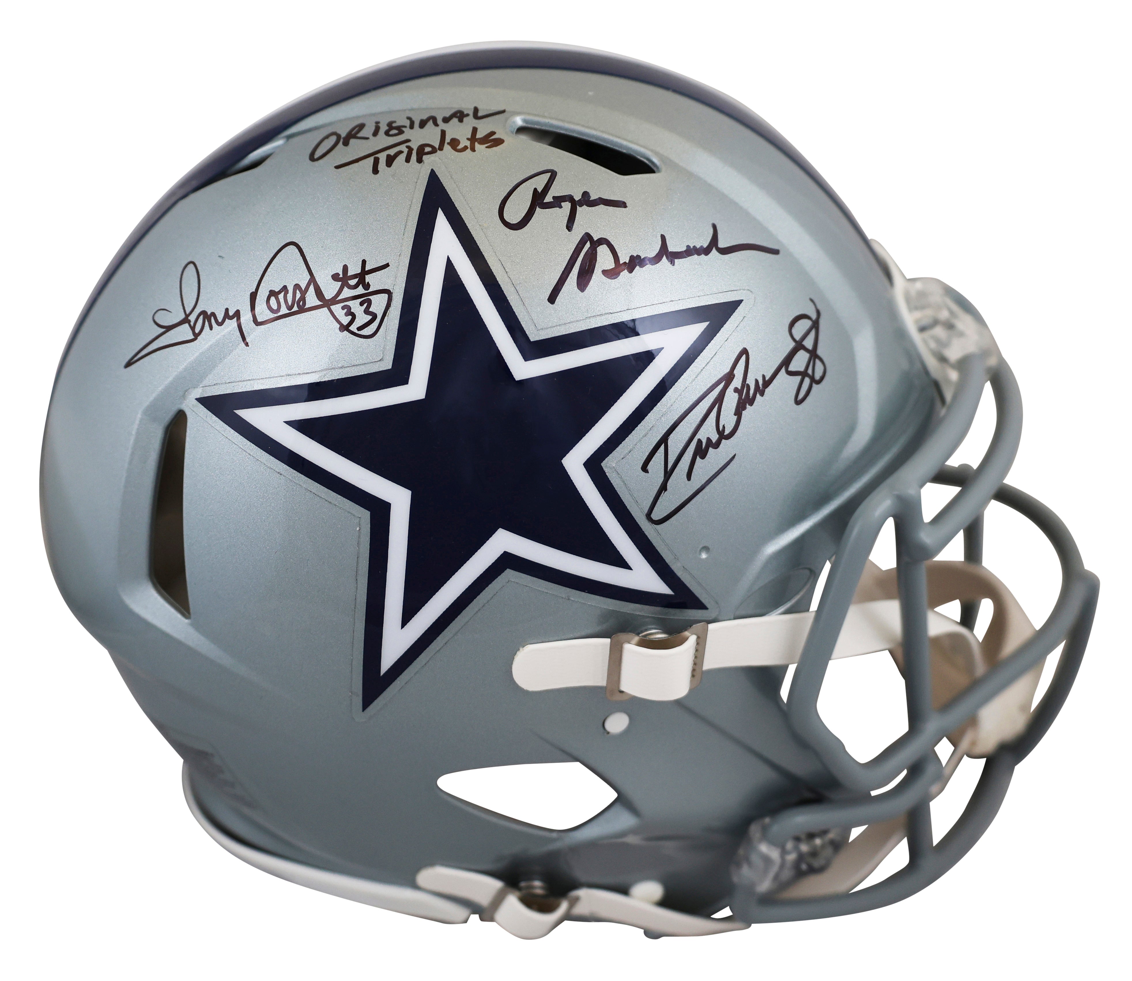 Cowboys (3) Pearson, Staubach & Dorsett Signed F/S Speed Proline Helmet BAS Wit