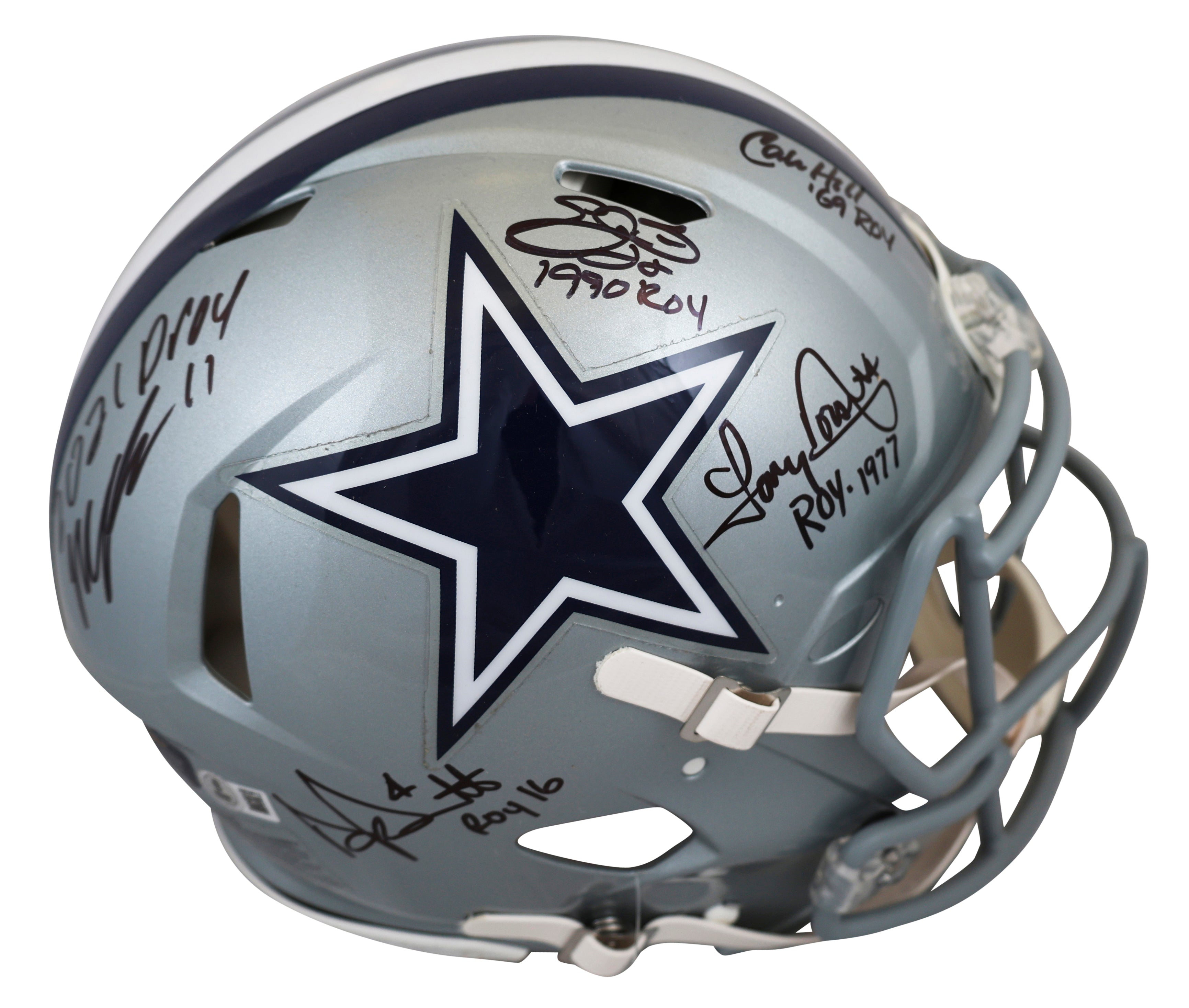Cowboys Smith, Dorsett, Parsons, Prescott +1 Signed F/S Speed Proline Helmet BAS