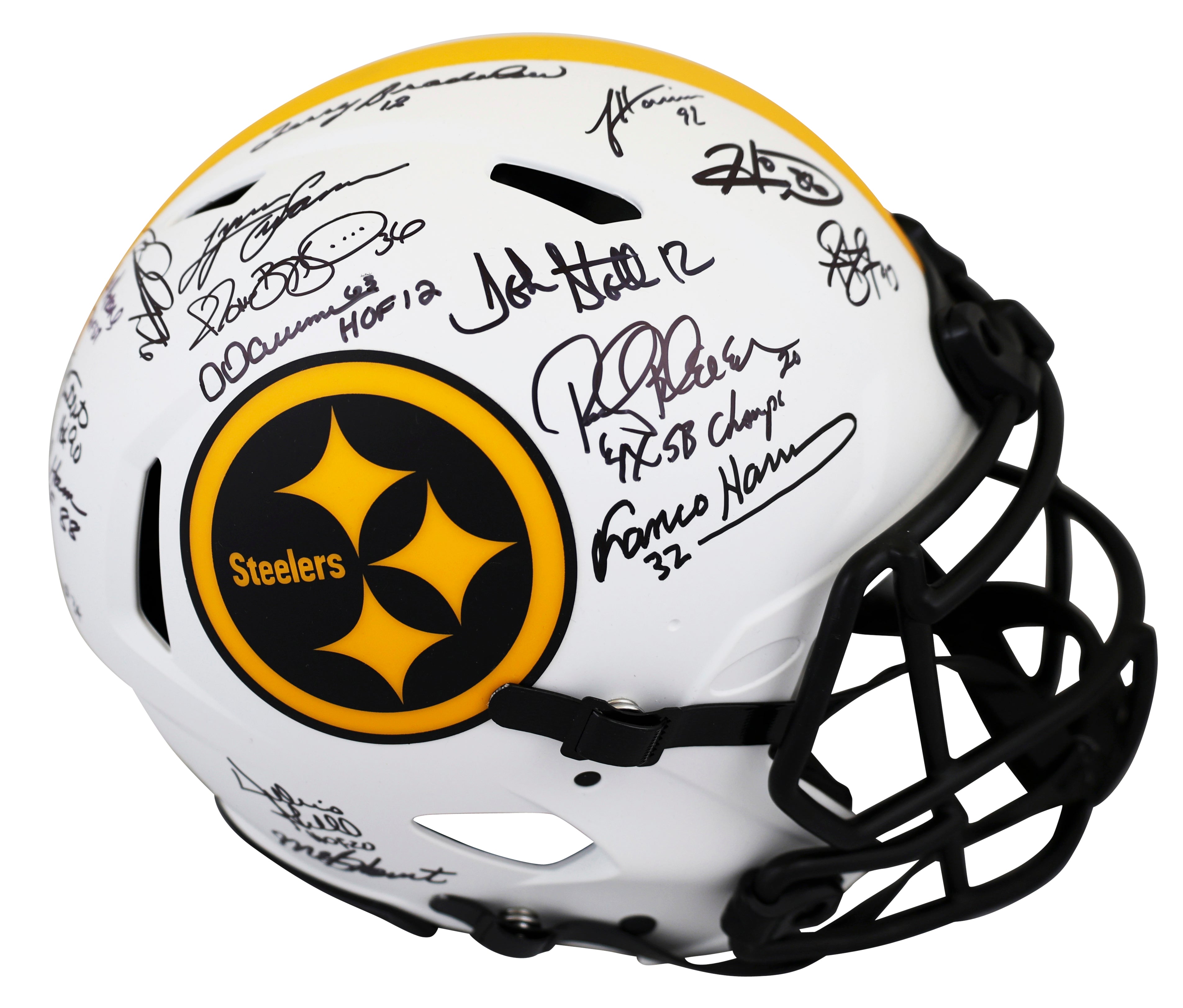 Steelers (17) Bradshaw, Bettis, Greene Signed Lunar F/S Speed Proline Helmet BAS