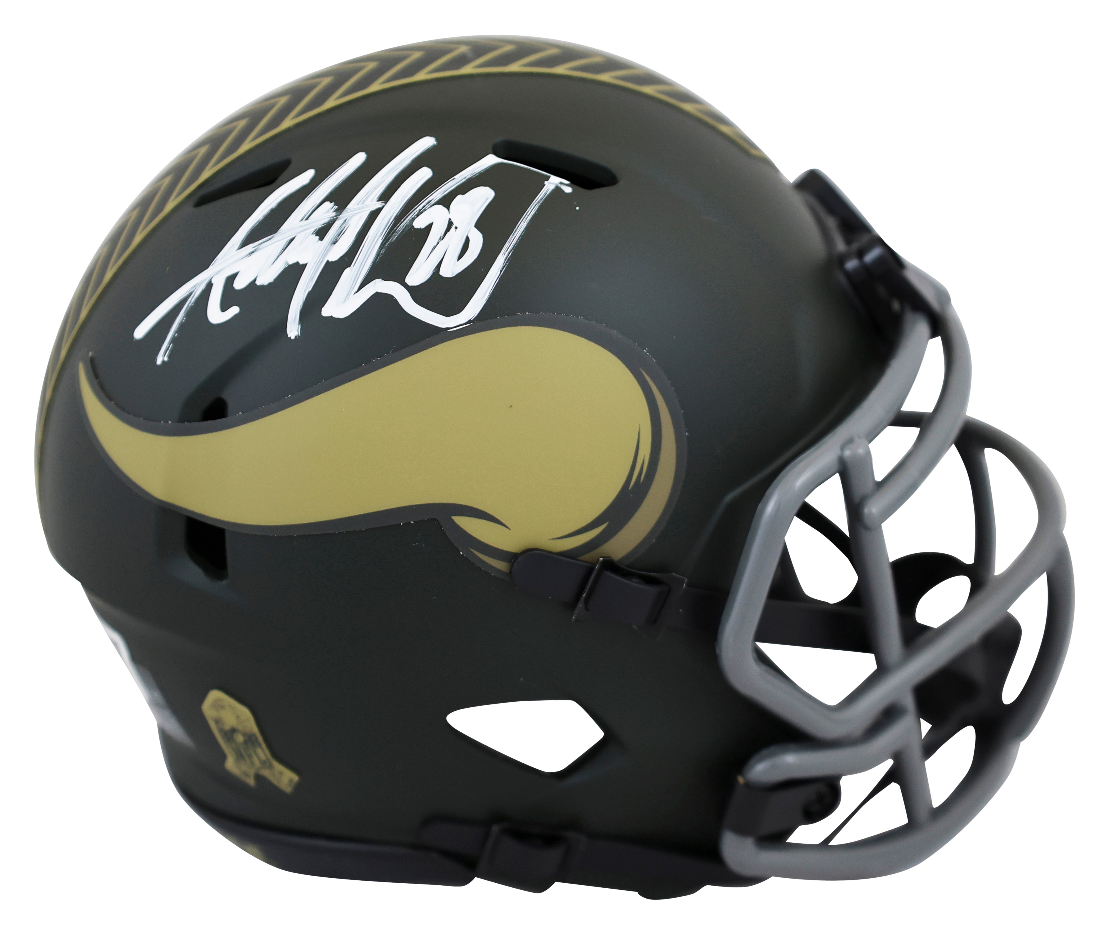 Vikings Adrian Peterson Signed 2025 STS IV Speed Mini Helmet BAS Witnessed