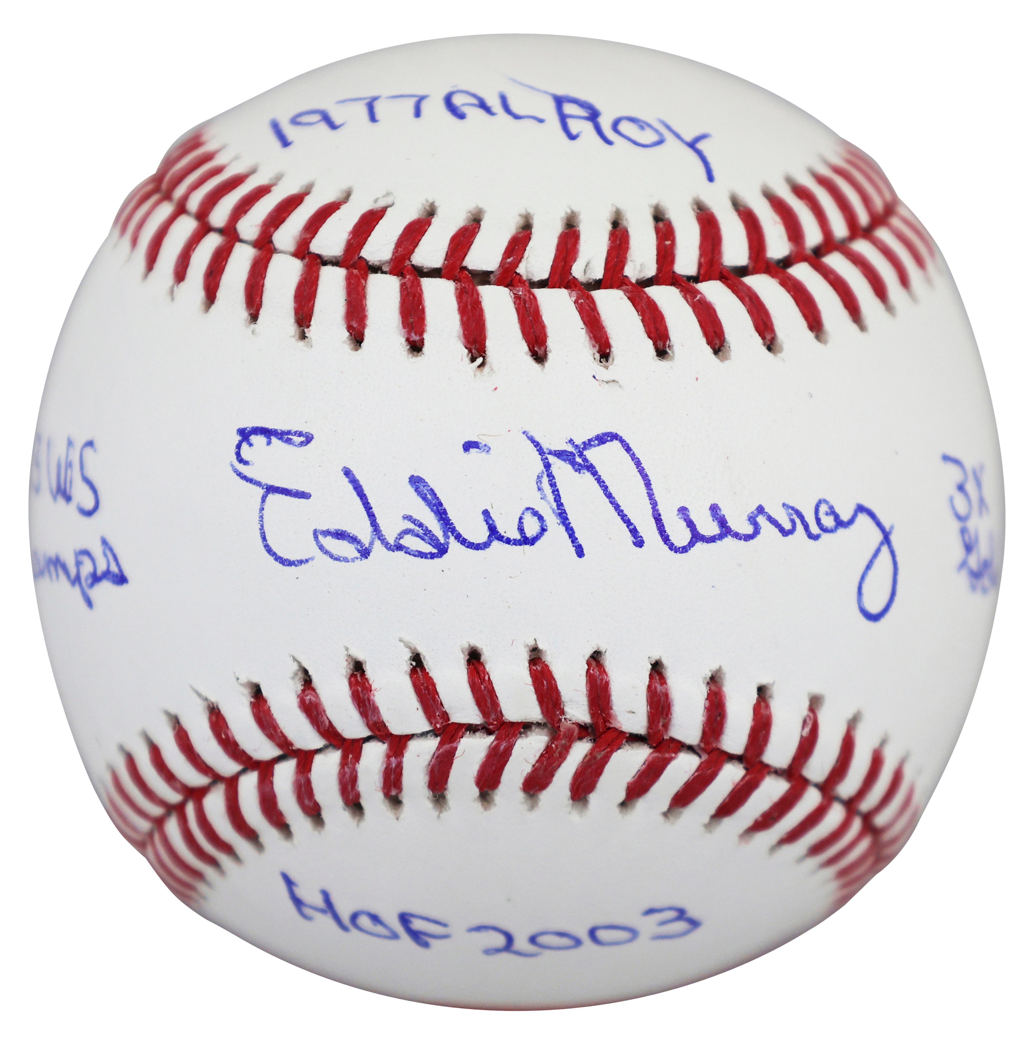 Orioles Eddie Murray "Career Stat" Signed Manfred Oml Baseball BAS Witnessed