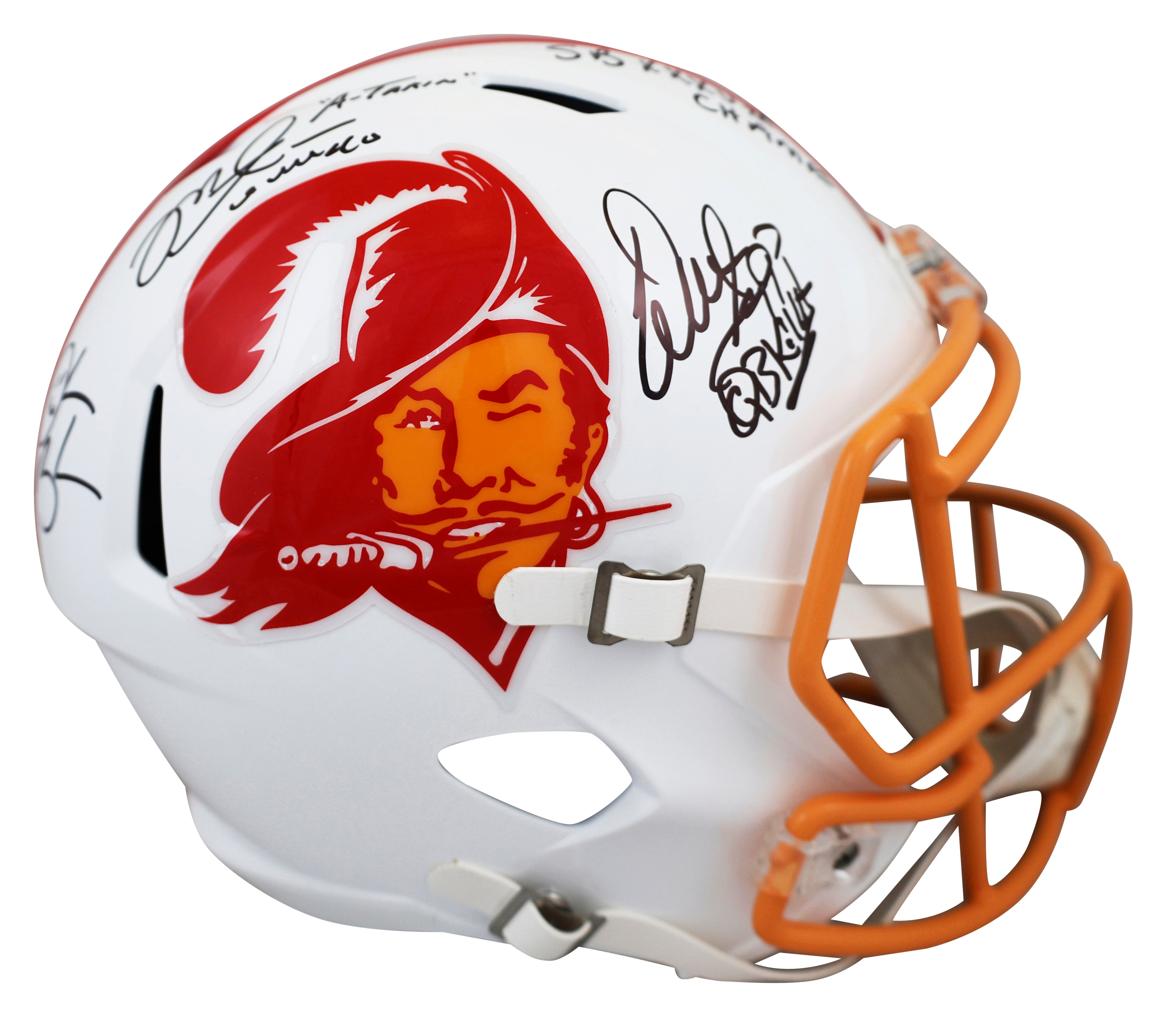 Bucs (3) Sapp, Alstott & Brooks Signed 76-96 TB F/S Speed Rep Helmet W/ Case BAS
