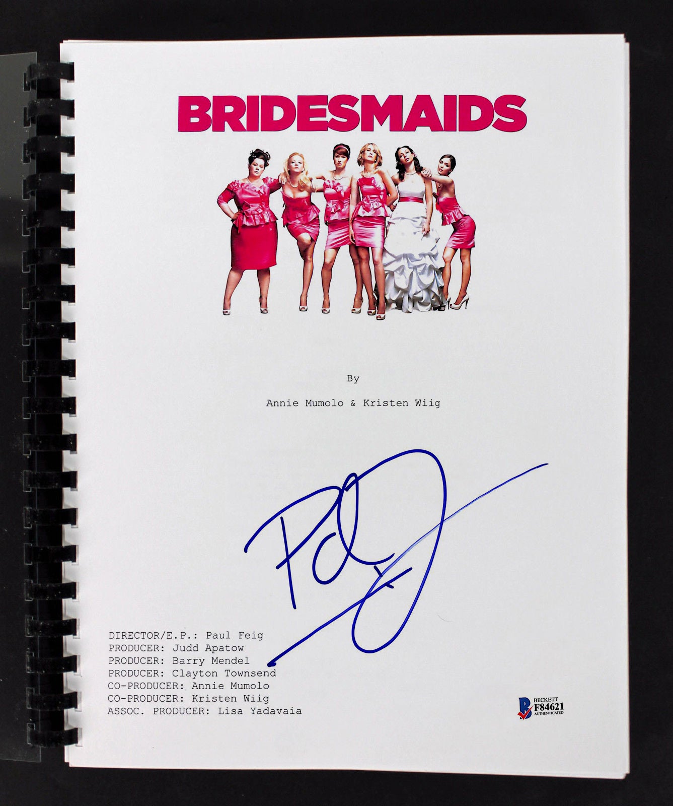 Paul Feig Authentic Signed Bridesmaids Movie Script Autographed BAS #F84621