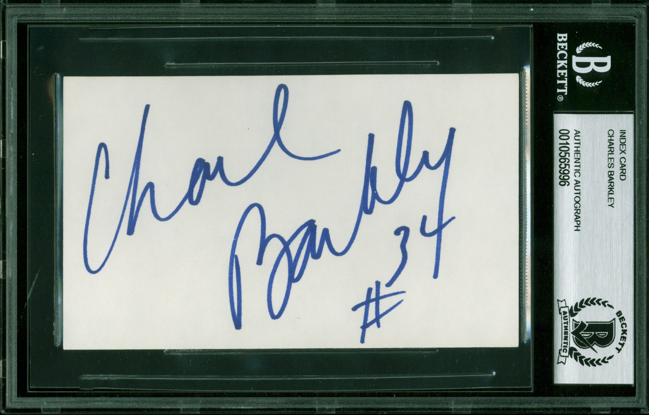 Suns Charles Barkley 34 Authentic Signed 3x5 Index Card Autographed BAS Slabbed