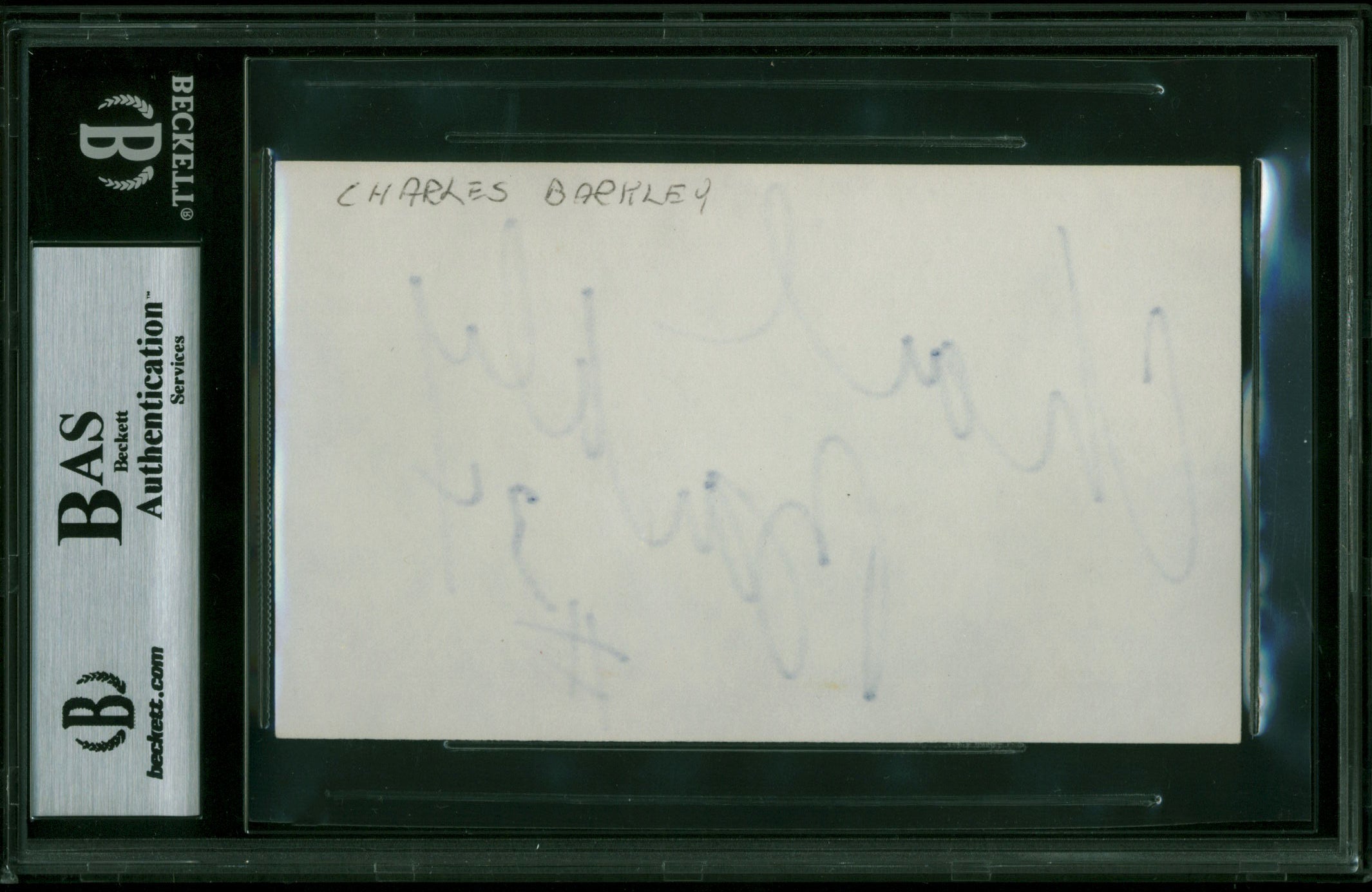 Suns Charles Barkley 34 Authentic Signed 3x5 Index Card Autographed BAS Slabbed