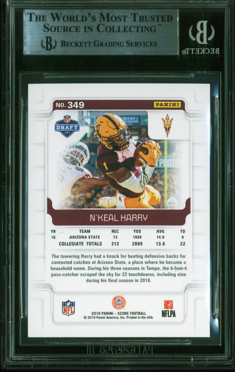 Patriots N'Keal Harry Authentic Signed 2019 Score #349 RC Auto Card BAS Slabbed