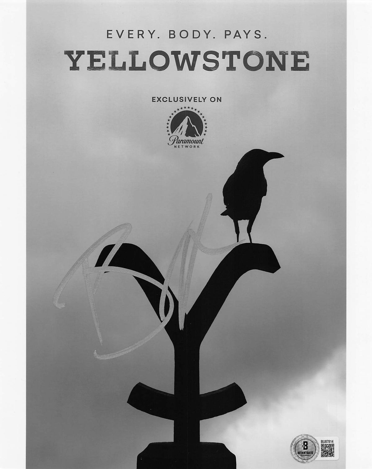Brian Taylor Yellowstone Authentic Signed 8x10 Vertical Photo BAS #BU87814