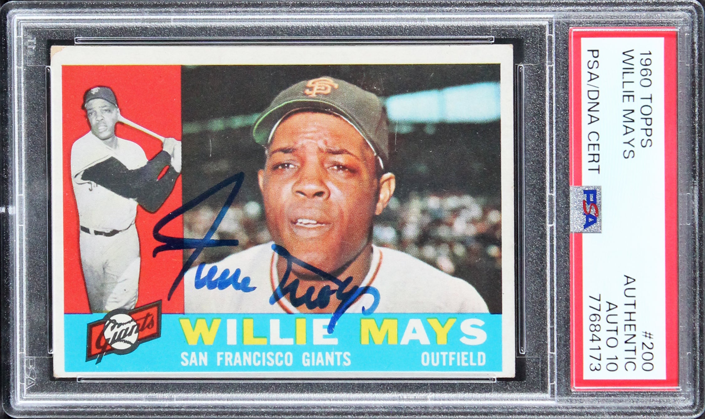 Giants Willie Mays Authentic Signed 1960 Topps #200 Card Auto 10! PSA Slabbed