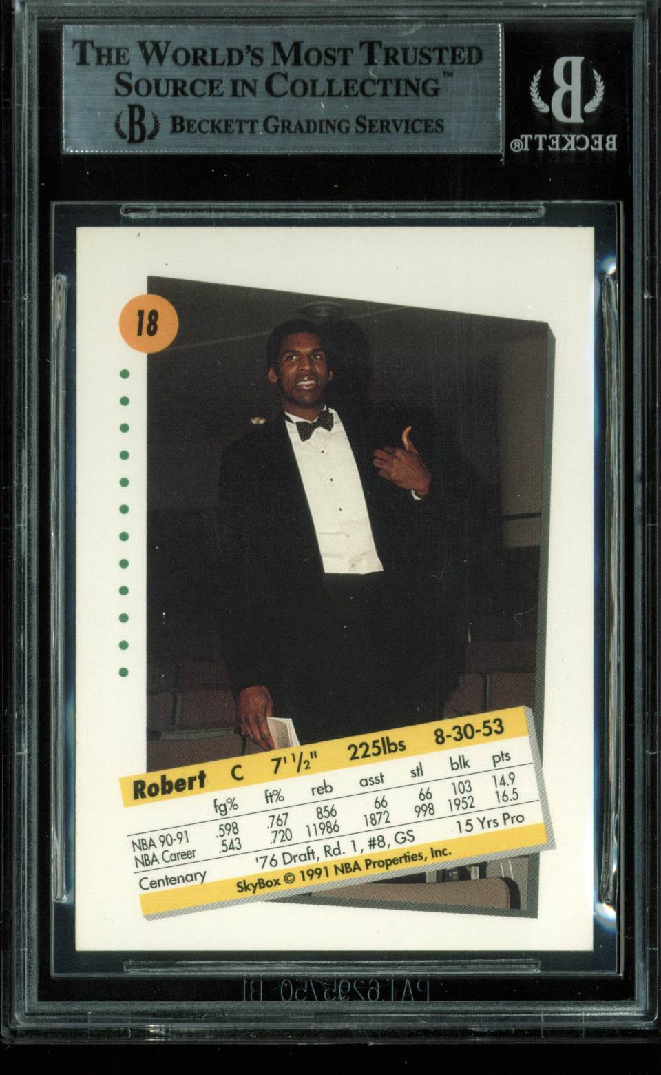 Celtics Robert Parish Authentic Signed Card 1991 Skybox #18 BAS Slabbed