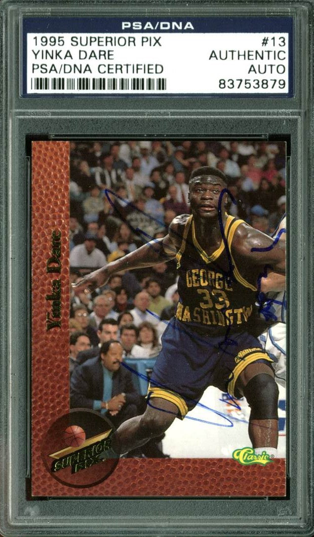Nets Yinka Dare Authentic Signed Card 1995 Superior Pix #13 PSA/DNA Slabbed