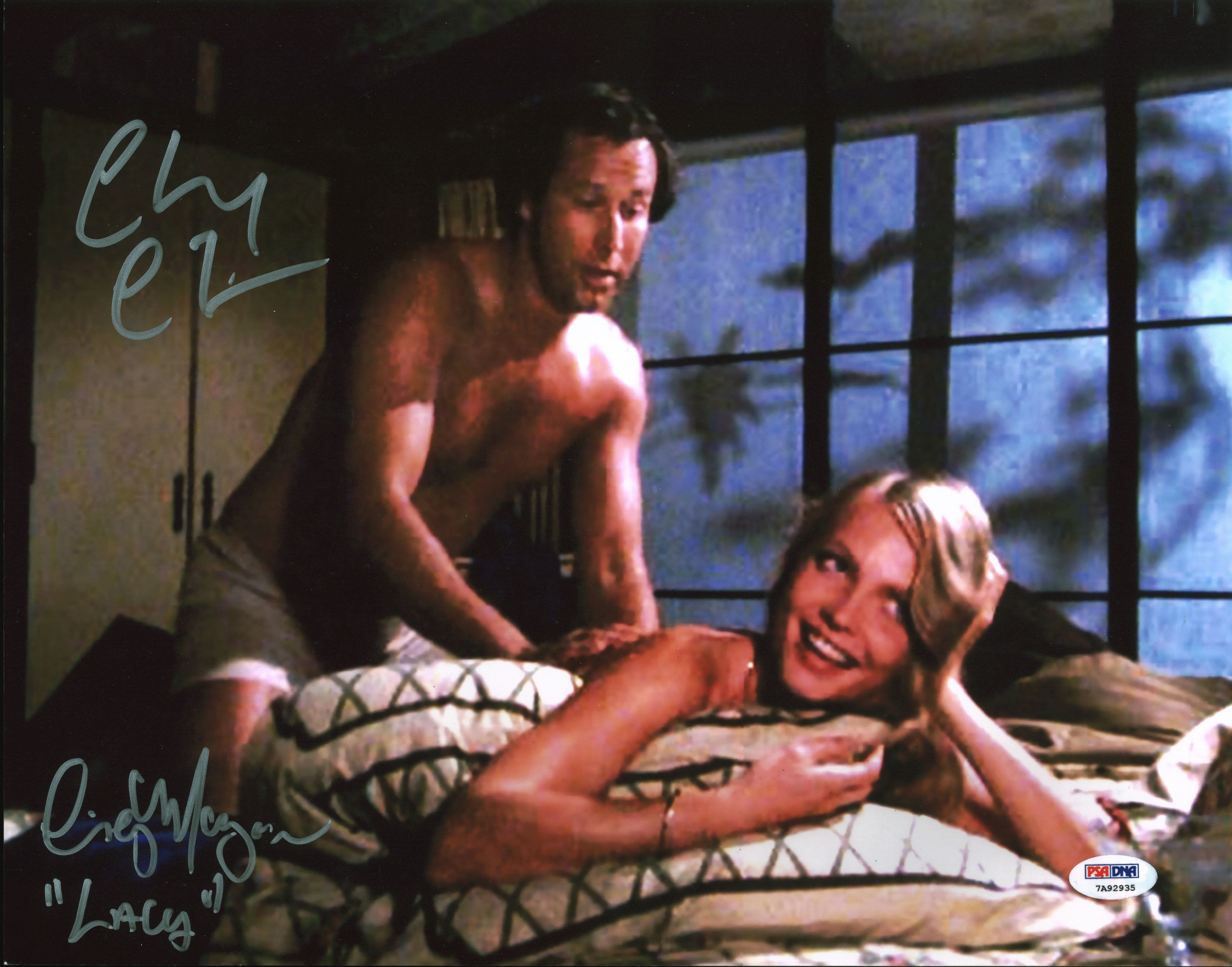 Chevy Chase & Cindy Morgan Caddyshack Authentic Signed 11x14 Photo PSA #7A92935