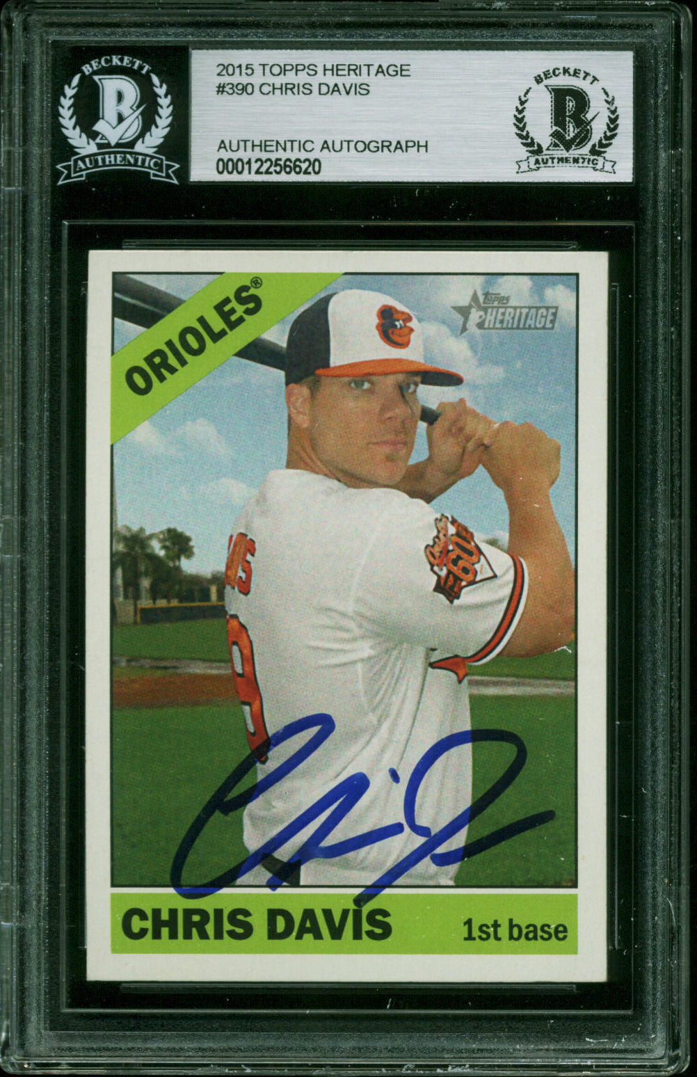 Orioles Chris Davis Authentic Signed 2015 Topps Heritage Card BAS Slabbed