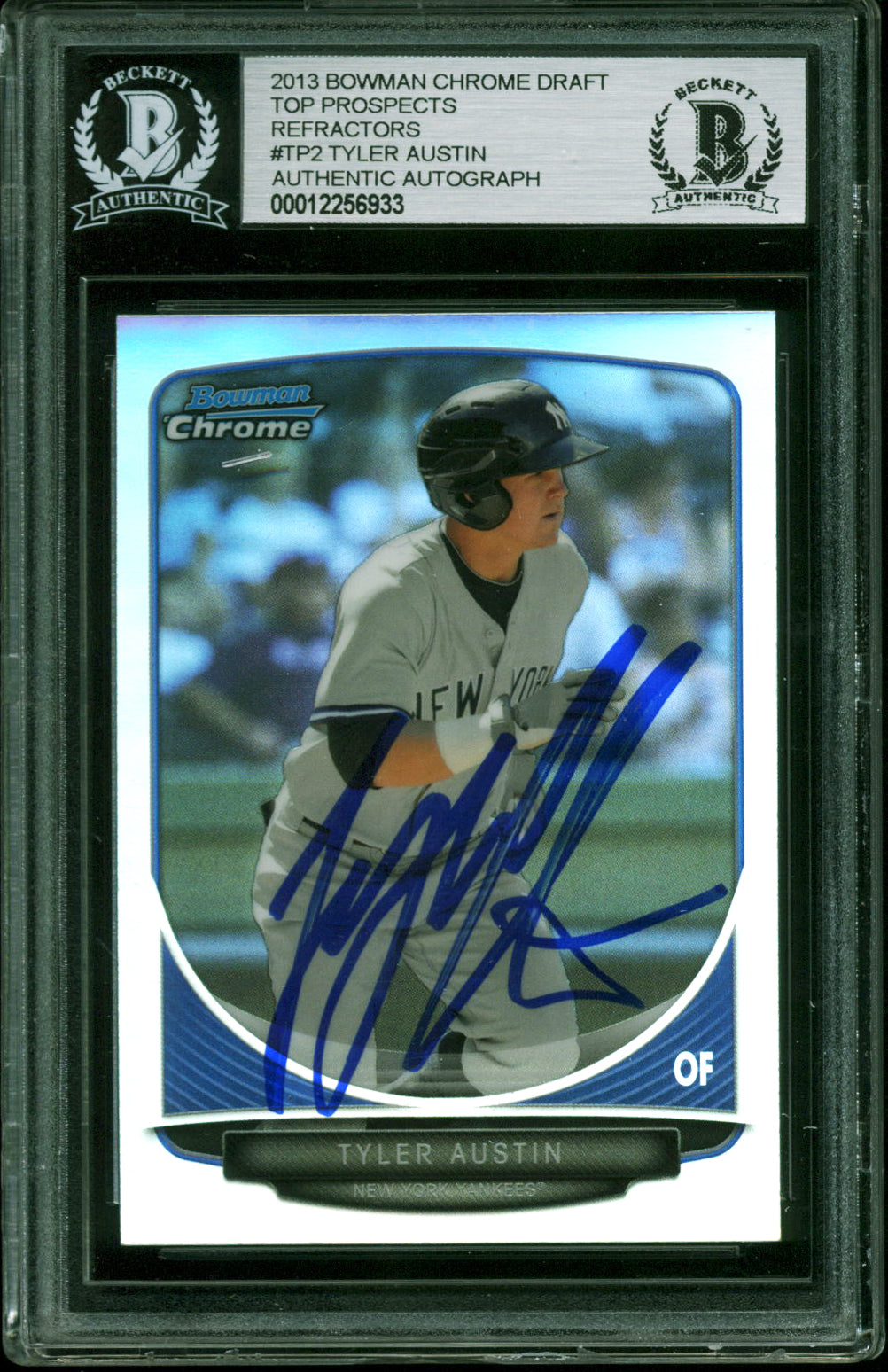 Yankees Tyler Austin Signed 2013 Bowman Chrome DPR #TP2 Rookie Card BAS Slabbed
