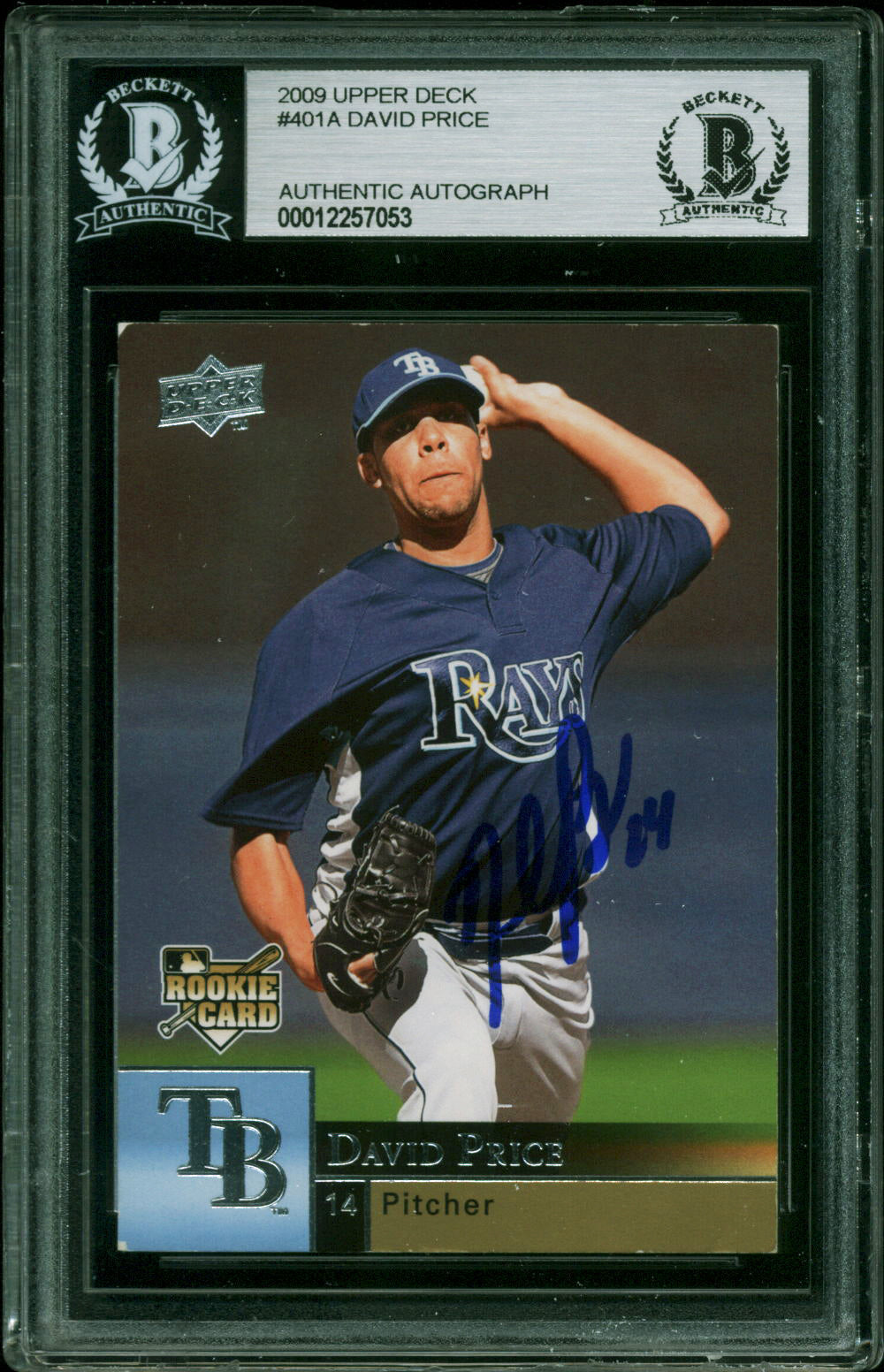 Red Sox David Price Authentic Signed 2009 Upper Deck #401A Rookie Card BAS Slab