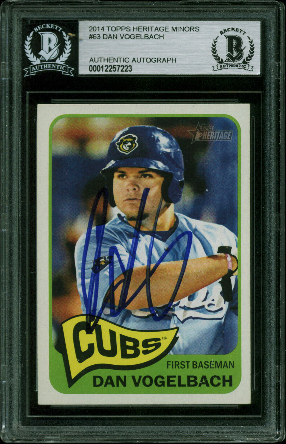 Cubs Dan Vogelbach Authentic Signed 2014 Topps Heritage Minors #63 Card BAS Slab