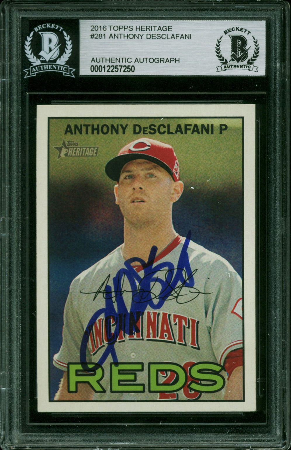 Reds Anthony DeSclafani Authentic Signed 2016 Topps Heritage #281 Card BAS Slab