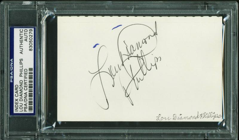 Lou Diamond Phillips Authentic Signed 3X5 Index Card Autographed PSA/DNA Slabbed