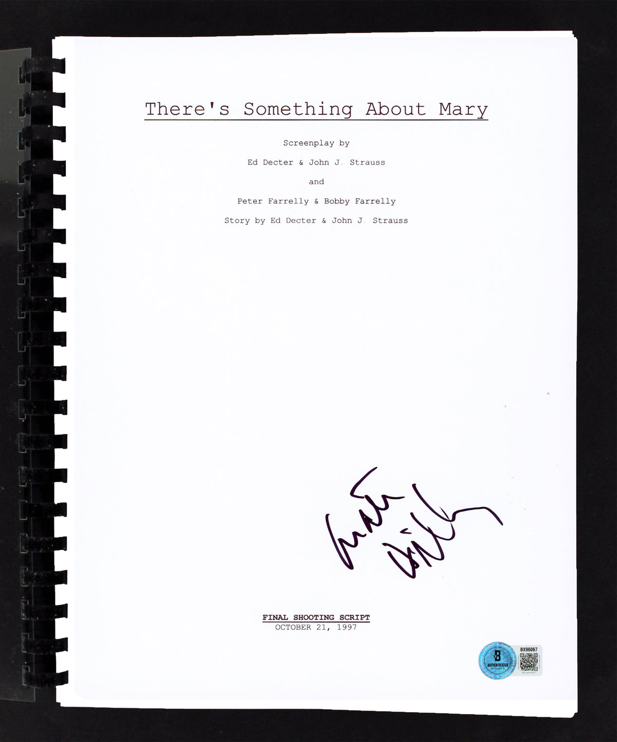 Matt Dillon There's Something About Mary Signed Movie Script BAS #BX96067
