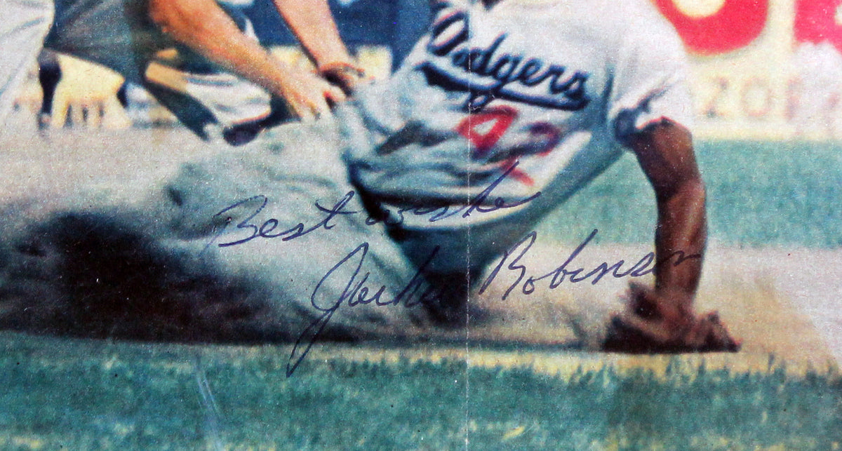 Dodgers Jackie Robinson 2x Signed 7.75x10.1 Photo Auto Graded 10! BAS Slabbed