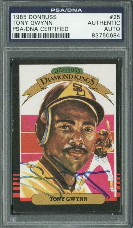 Padres Tony Gwynn Authentic Signed Card 1985 Donruss #25 PSA/DNA Slabbed
