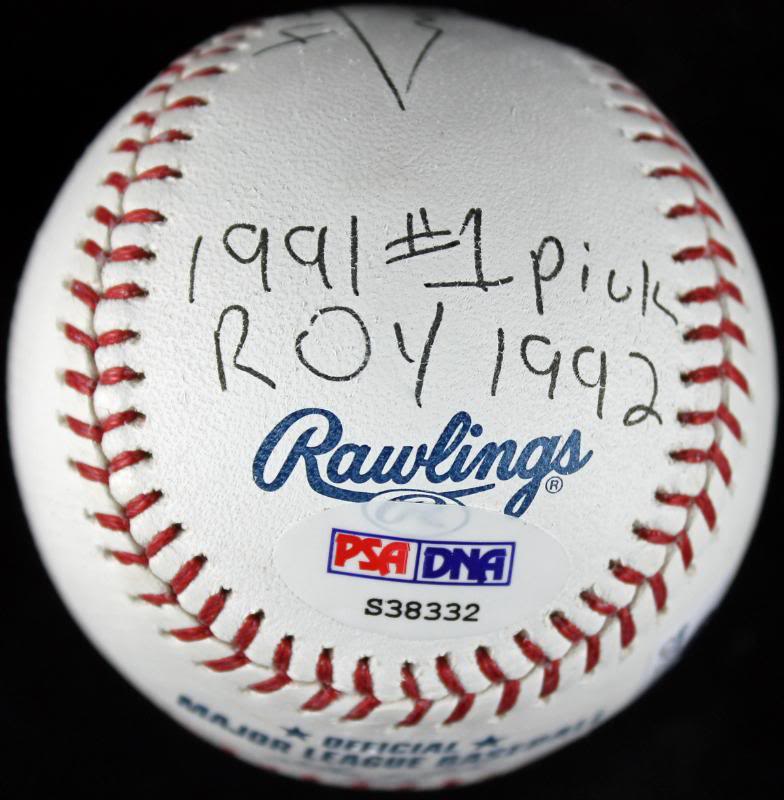 Larry Johnson '#1 Pick, Roy 1992 & Grandmama' Signed Baseball 6/10 PSA #S38332
