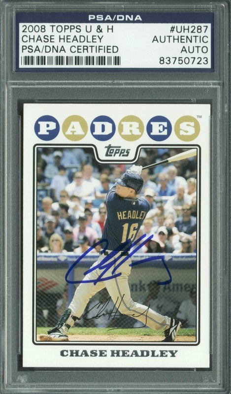 Padres Chase Headley Authentic Signed Card 2008 Topps U&H #UH287 PSA/DNA Slabbed
