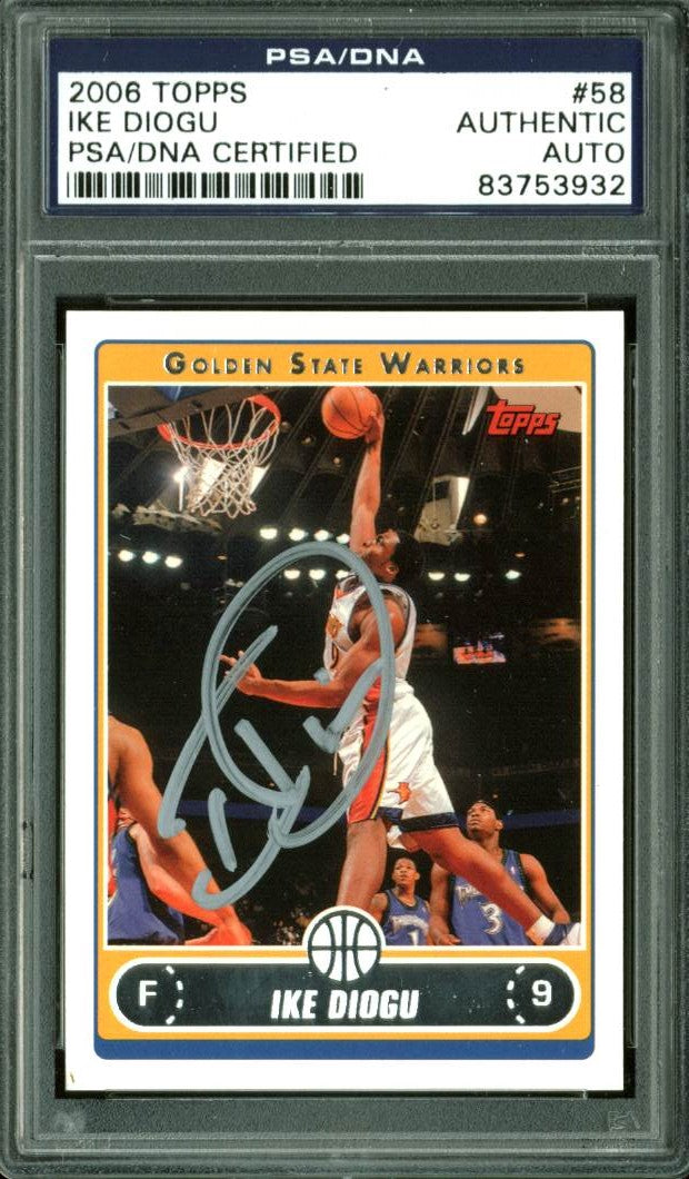 Warriors Ike Diogu Authentic Signed Card 2006 Topps #58 PSA/DNA Slabbed