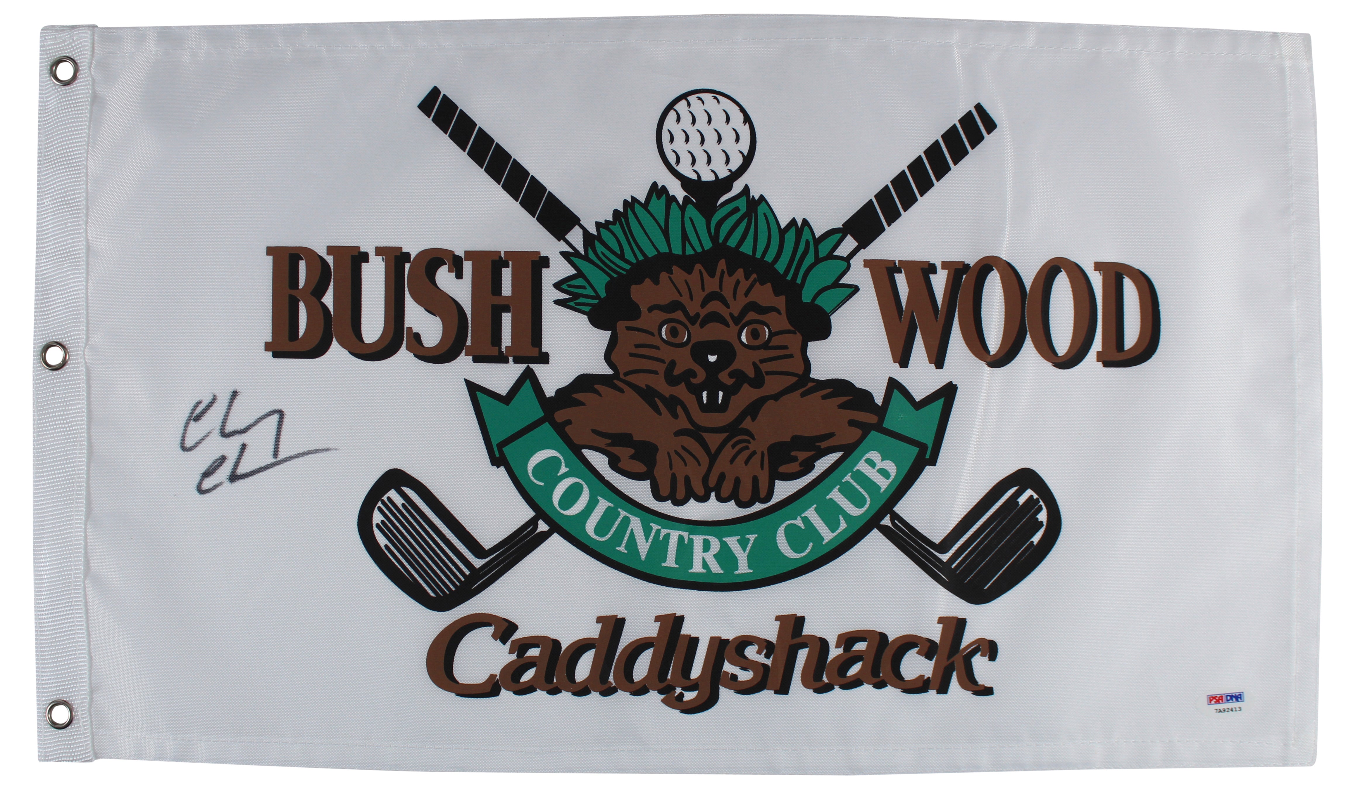 Chevy Chase Caddyshack Authentic Signed Bushwood Country Club Flag PSA #7A92413