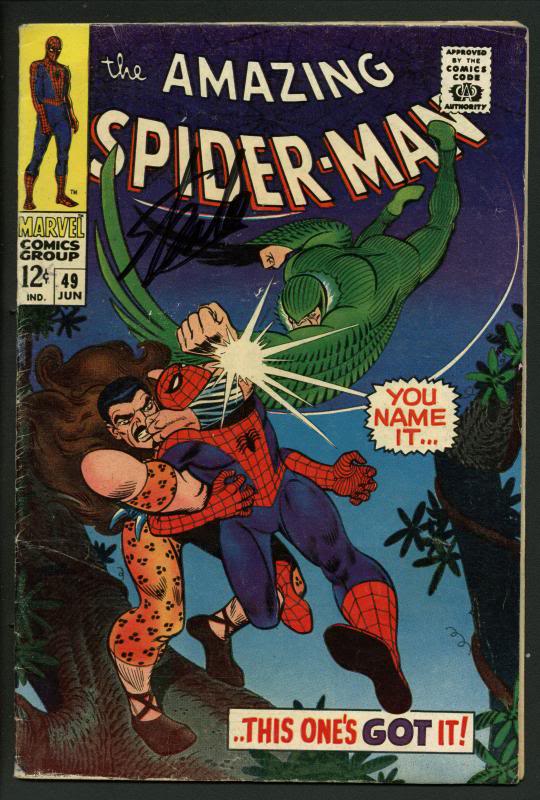 Stan Lee Signed Amazing Spider-Man #49 Comic Book Kraven/Vulture PSA/DNA #W18624