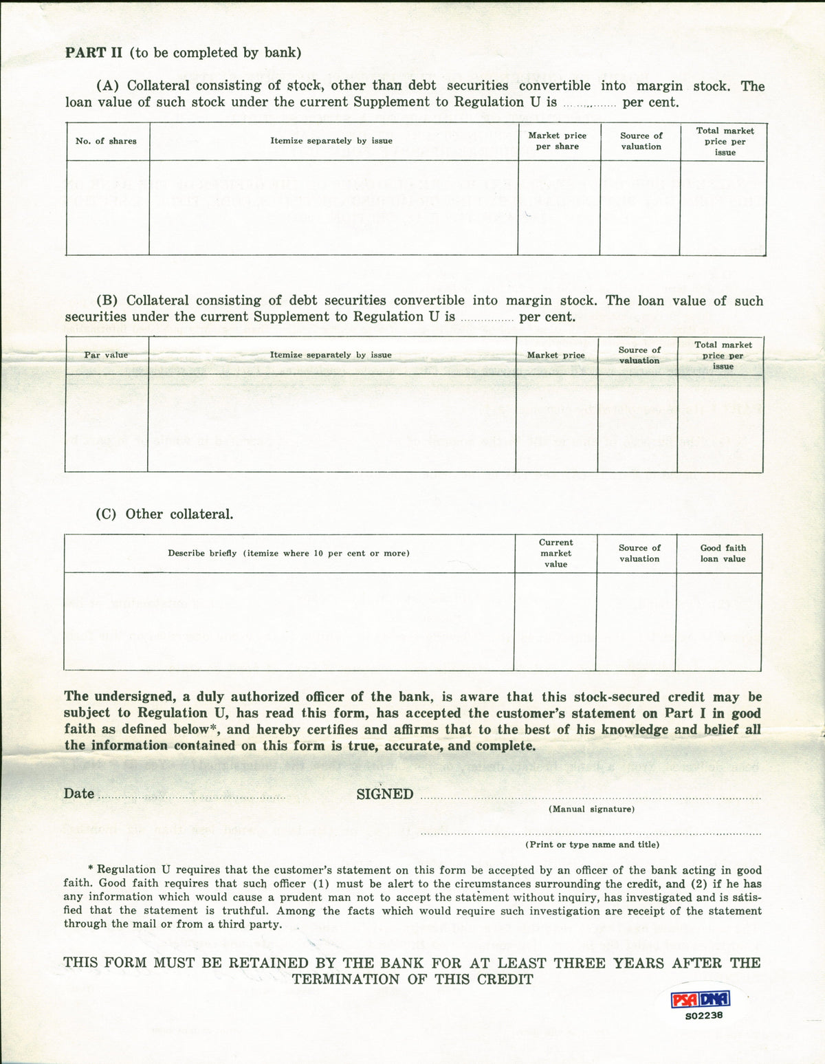 Red Sox Ted Williams Signed 8.5x11 Contract w/ Full Name Signature PSA #S02238