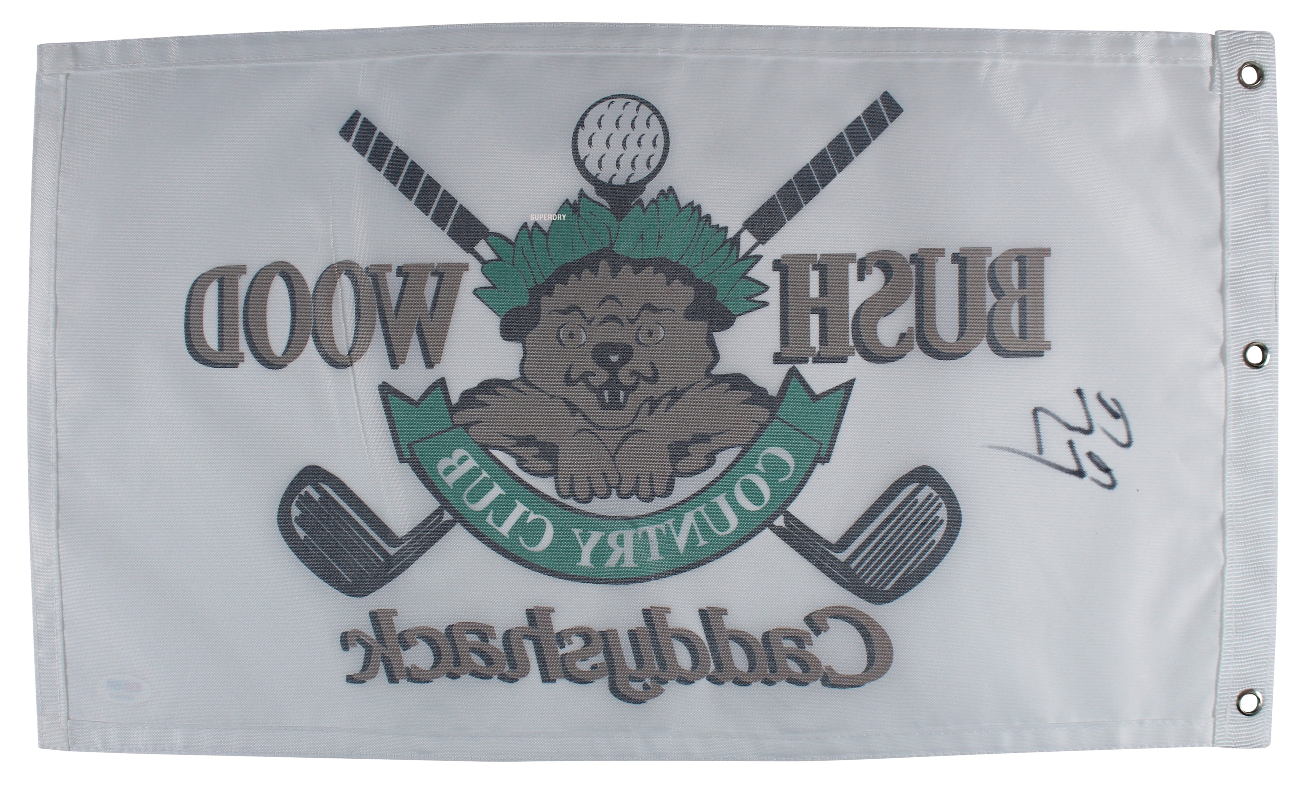 Chevy Chase Caddyshack Authentic Signed Bushwood Country Club Flag PSA #7A92413