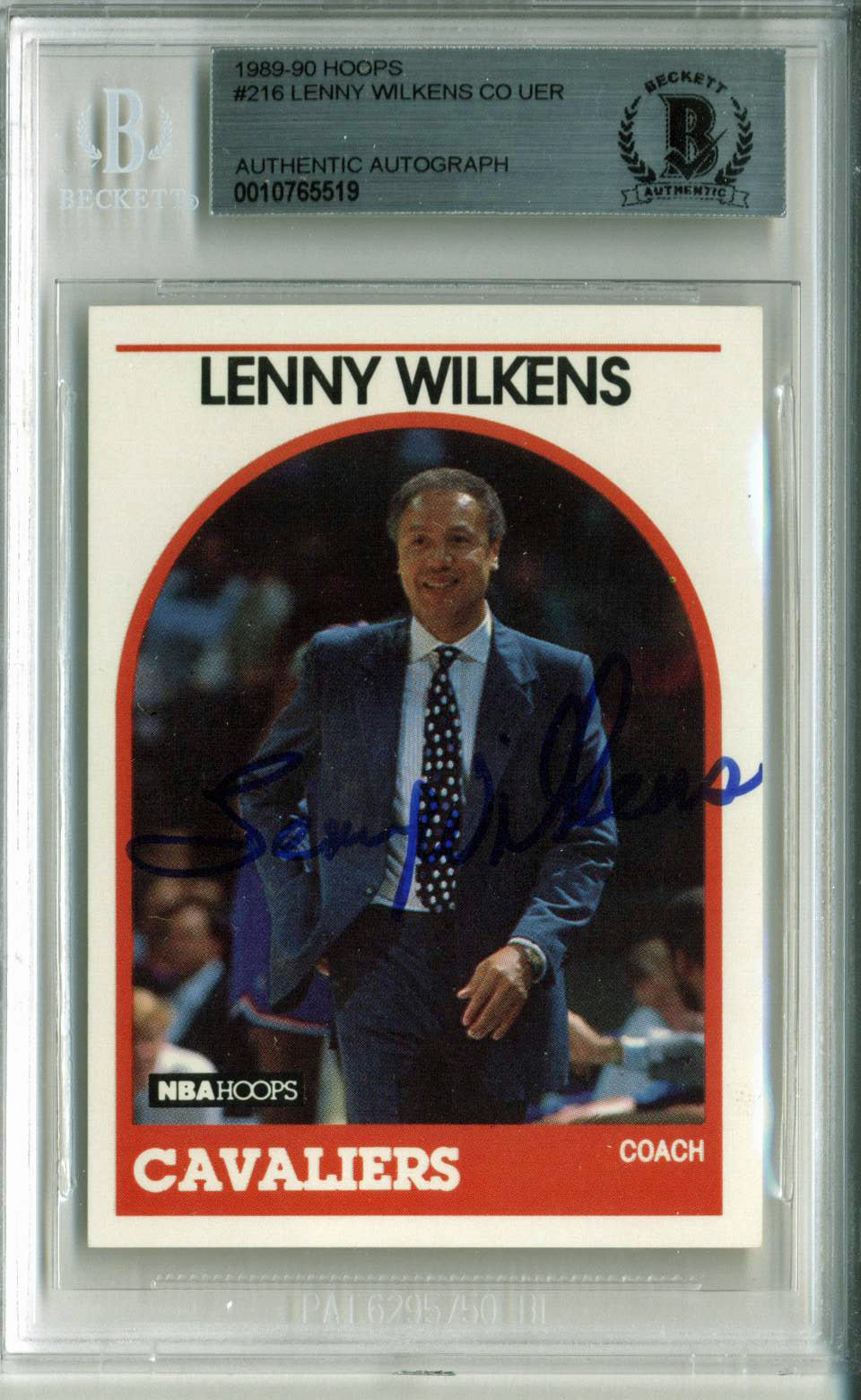 Cavaliers Lenny Wilkens Authentic Signed 1989 Hoops #216 Auto Card BAS Slabbed