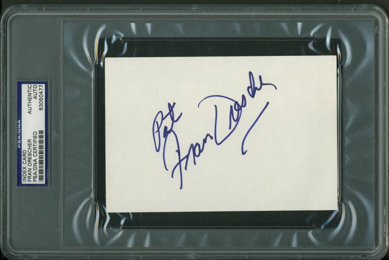 Fran Drescher Authentic Signed 4X6 Index Card Autographed PSA/DNA Slabbed