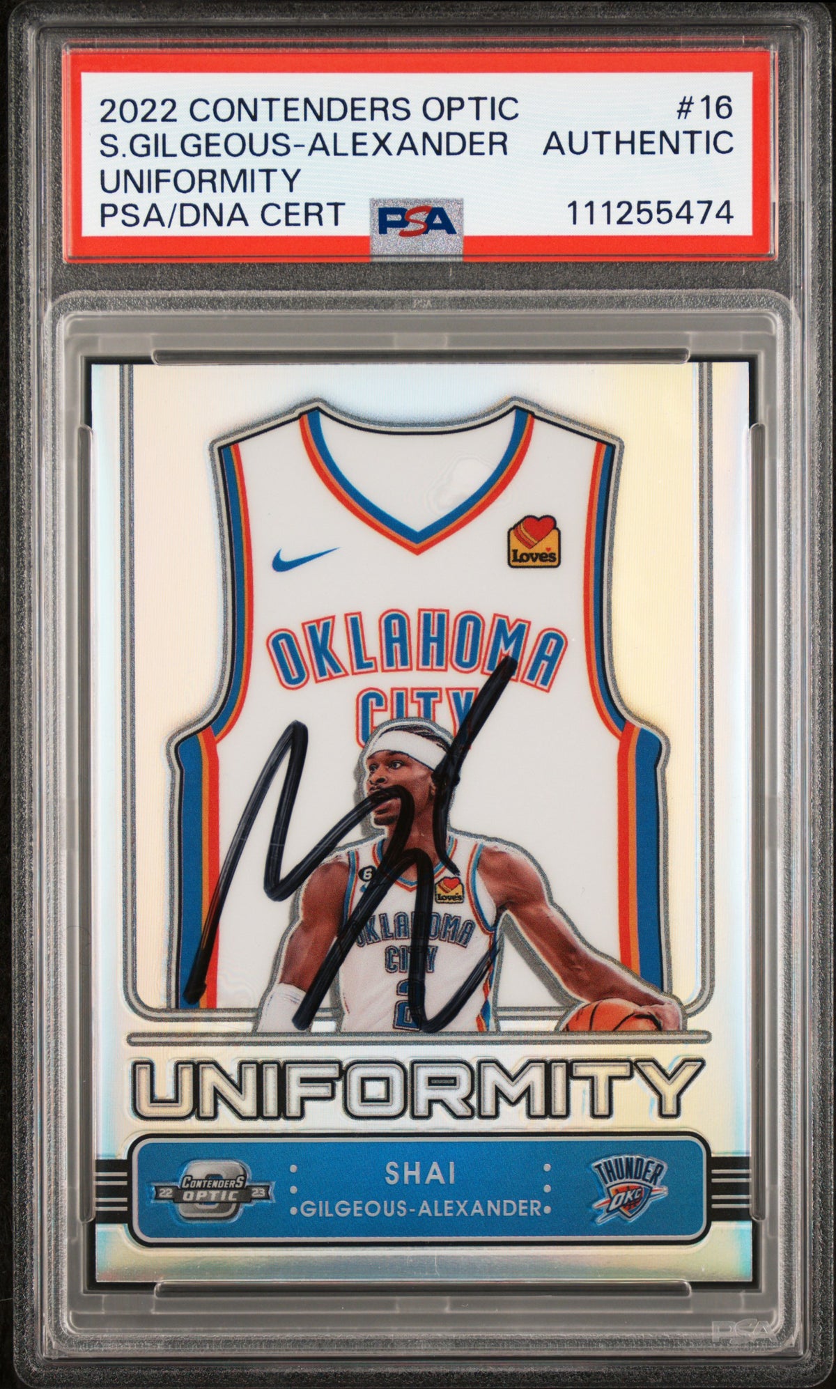 Shai Gilgeous-Alexander Signed 2022 Contenders Optic Uni #16 Card PSA/DNA Slab